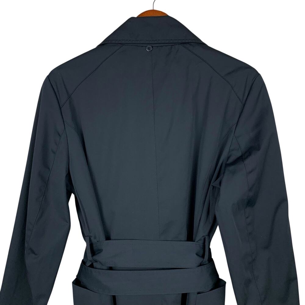 Michael Michael Kors Mid Length Trench Coat Black Belt Button Front Women's L - Picture 7 of 12
